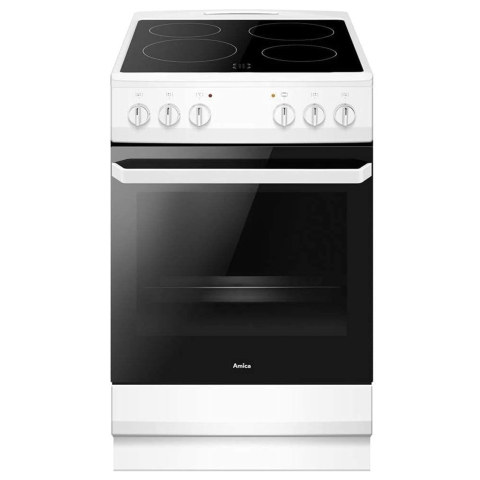 Amica AFC1530WH Freestanding Electric Cooker with Ceramic Hob, Conventional Oven, 50cm wide, White