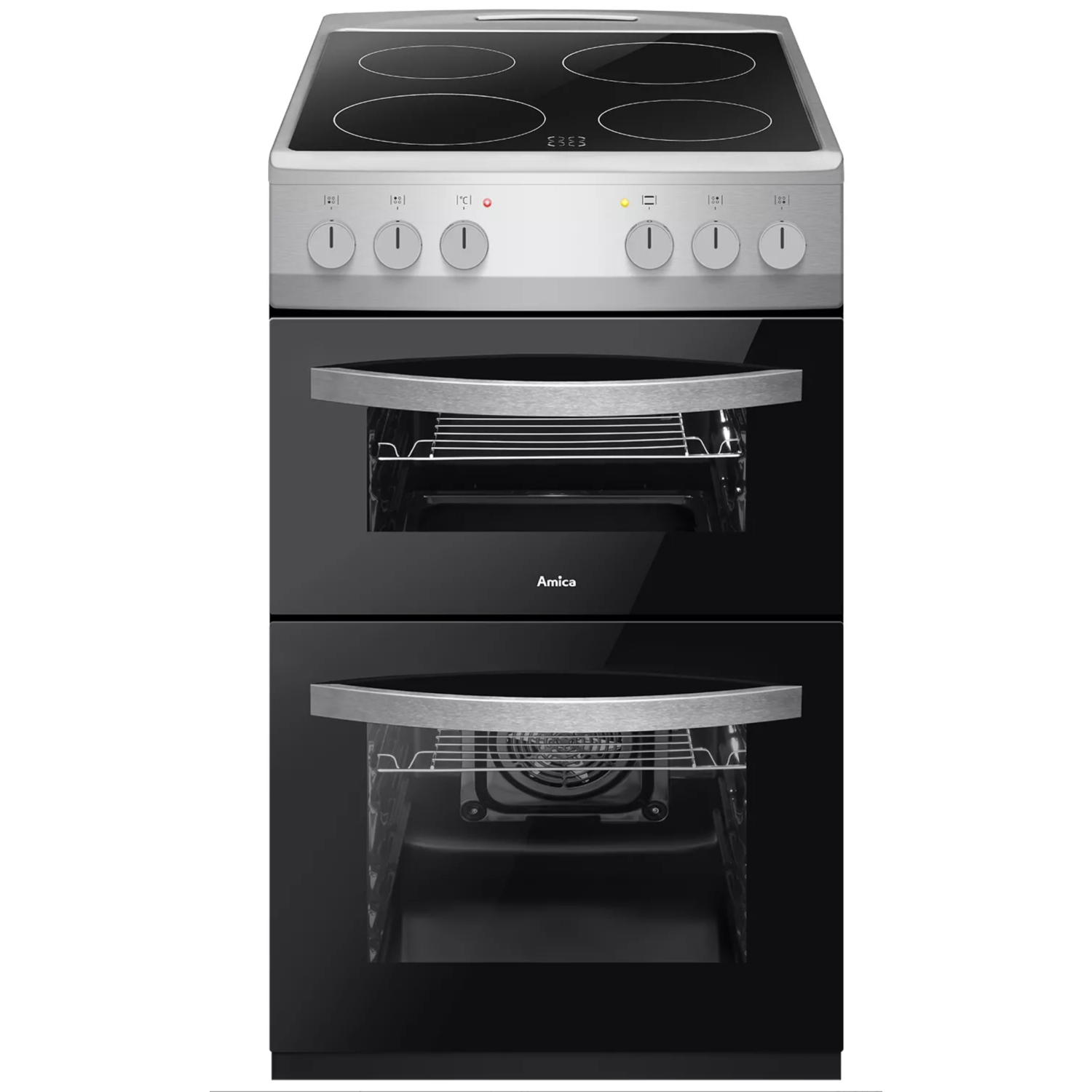 AMICA AFC502SS 50 cm Electric Ceramic Cooker - Black & Stainless Steel full image
