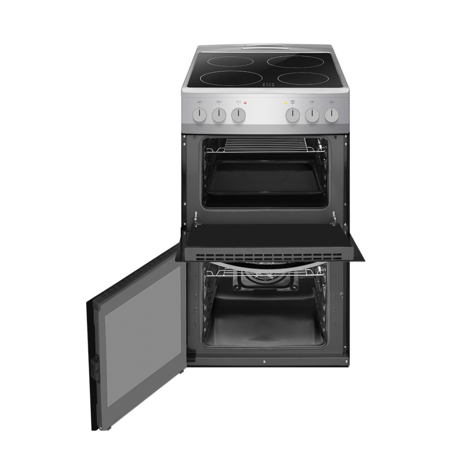 AMICA AFC502SS 50 cm Electric Ceramic Cooker - Black & Stainless Steel full image