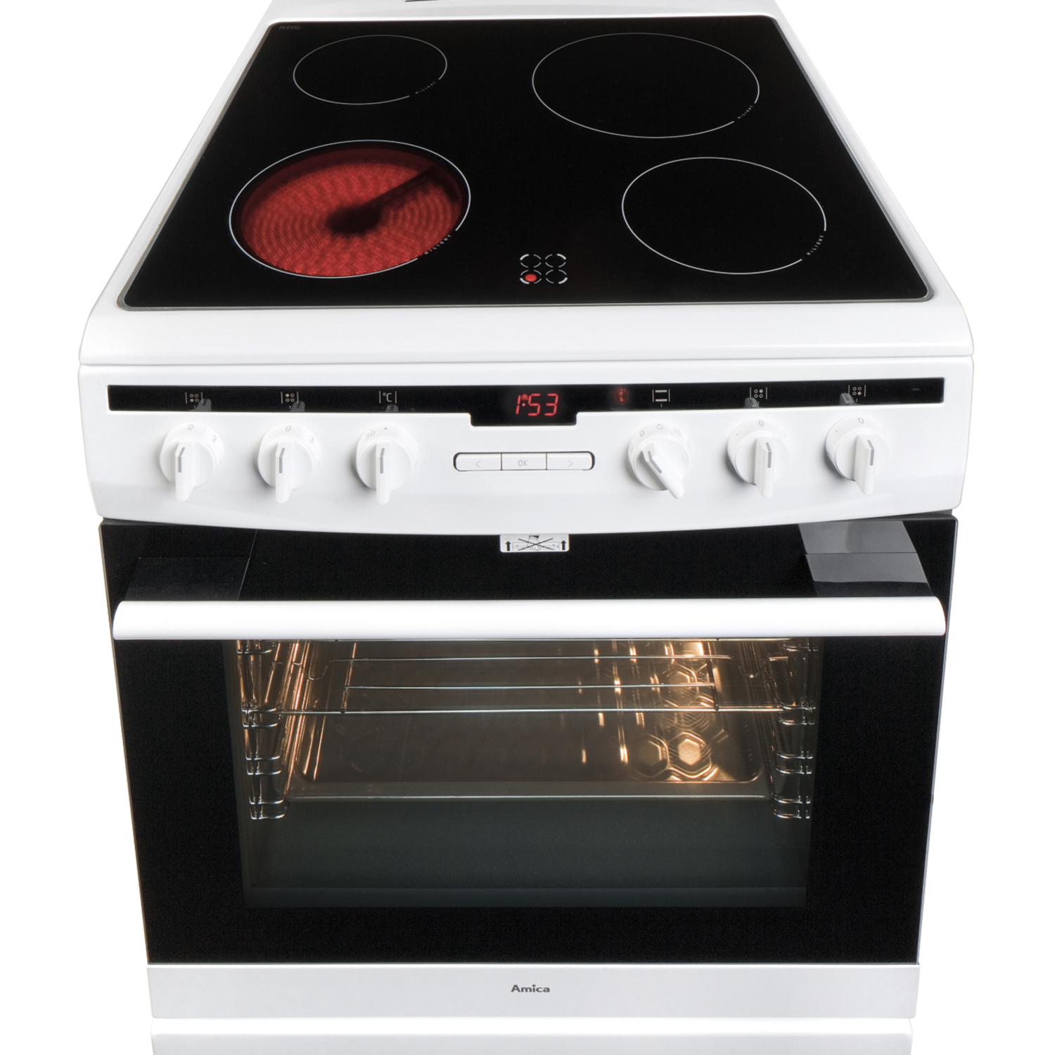 AMICA 608CE2TAW 60cm freestanding electric cooker with ceramic hob full image