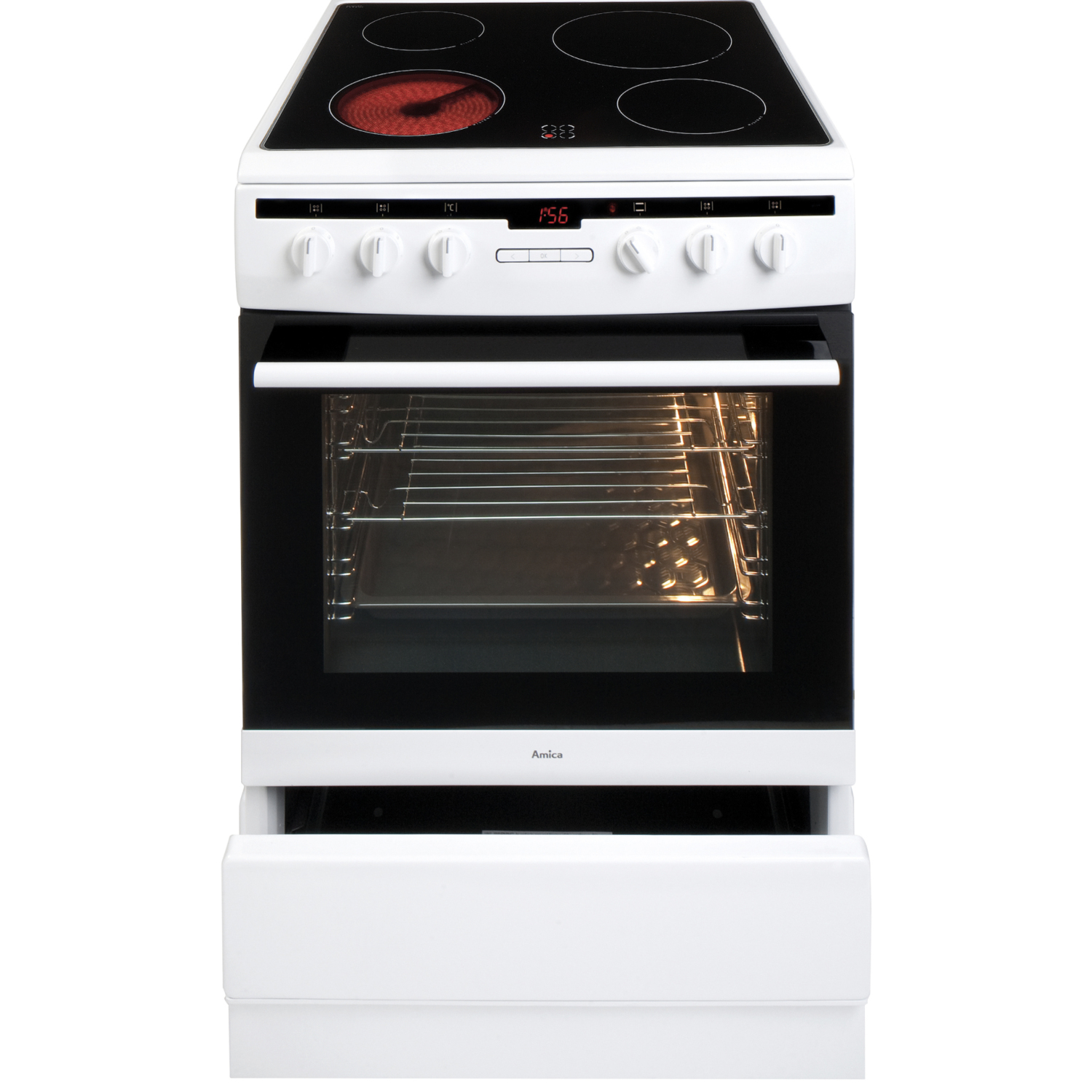 AMICA 608CE2TAW 60cm freestanding electric cooker with ceramic hob full image