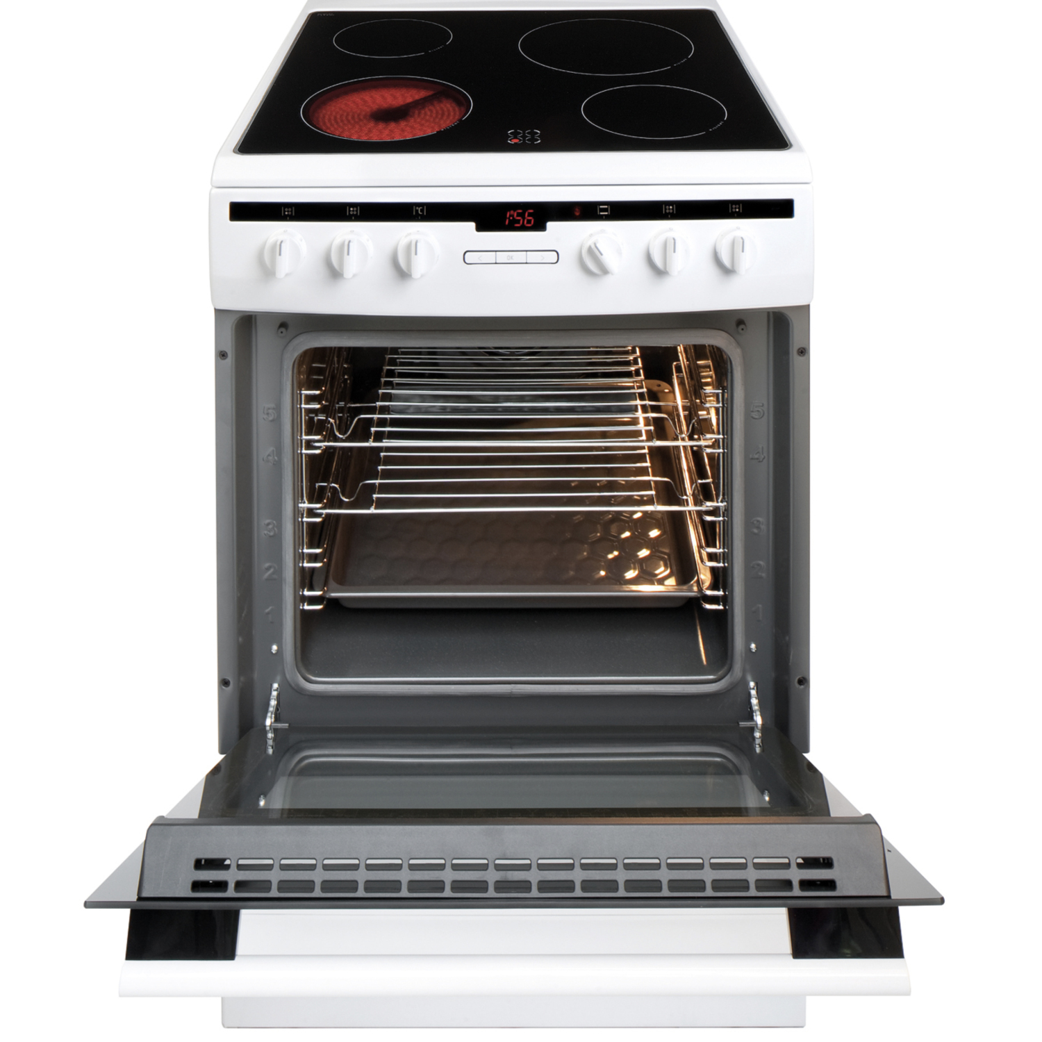 AMICA 608CE2TAW 60cm freestanding electric cooker with ceramic hob full image