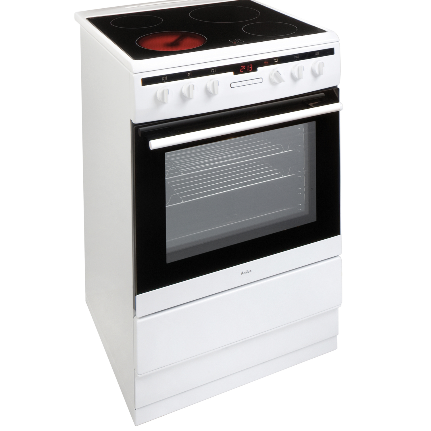 AMICA 608CE2TAW 60cm freestanding electric cooker with ceramic hob full image